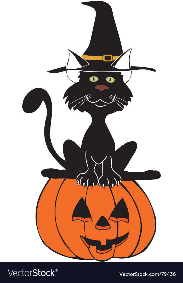 Halloween black cat Royalty Free Vector Image - VectorStock