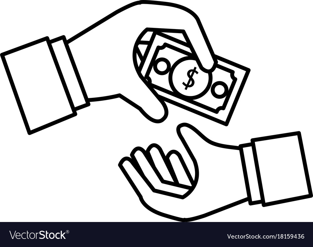 Hands human with bill money isolated icon Vector Image