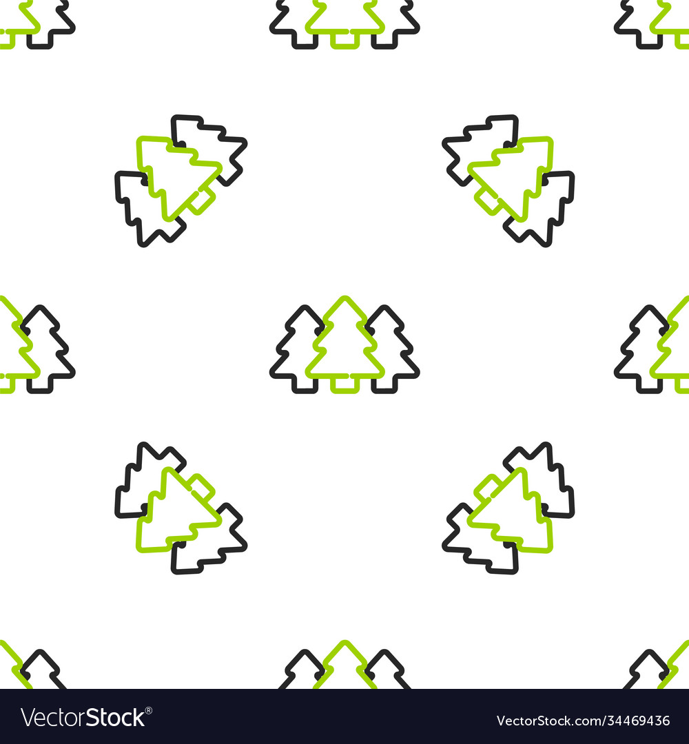 Line trees icon isolated seamless pattern on white vector image Line trees icon isolated seamless pattern on white