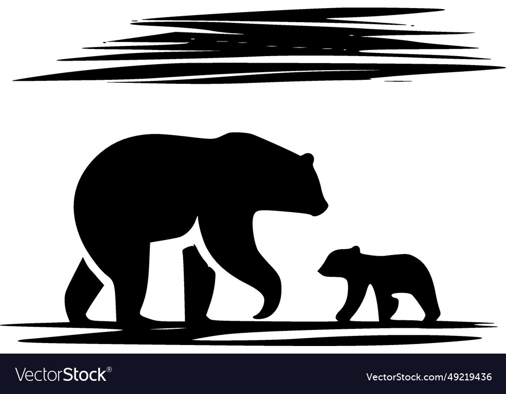 Mama bear - black and white isolated icon Vector Image