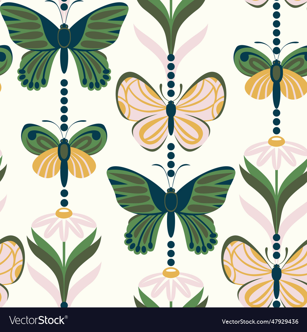 Seamless pattern design with different butterflies
