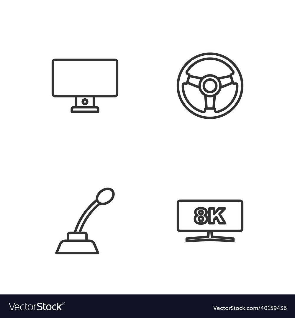 Set line computer monitor microphone and racing Vector Image Set line computer monitor microphone and racing