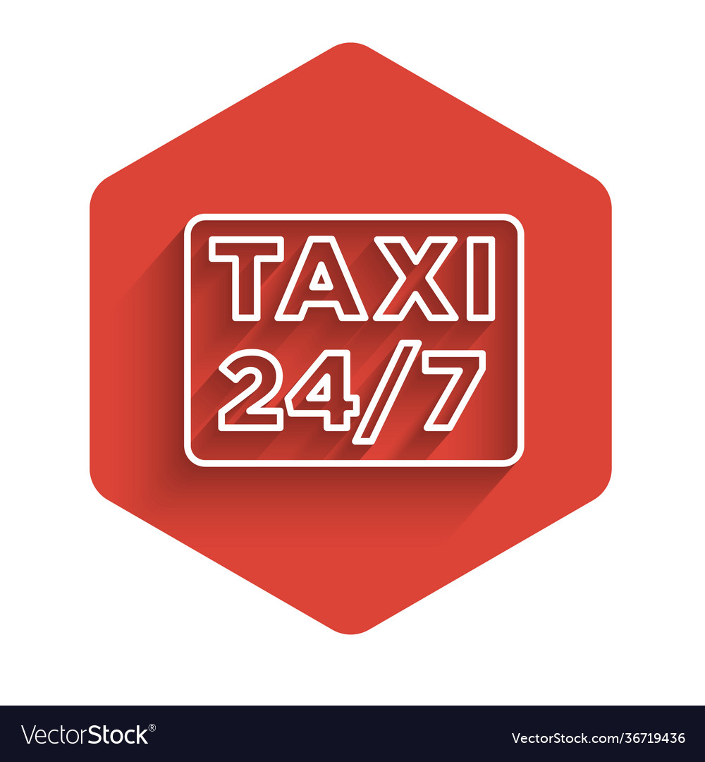 White line map pointer with taxi icon isolated vector image White line map pointer with taxi icon isolated