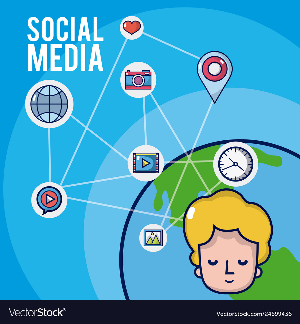 Young and social media Royalty Free Vector Image