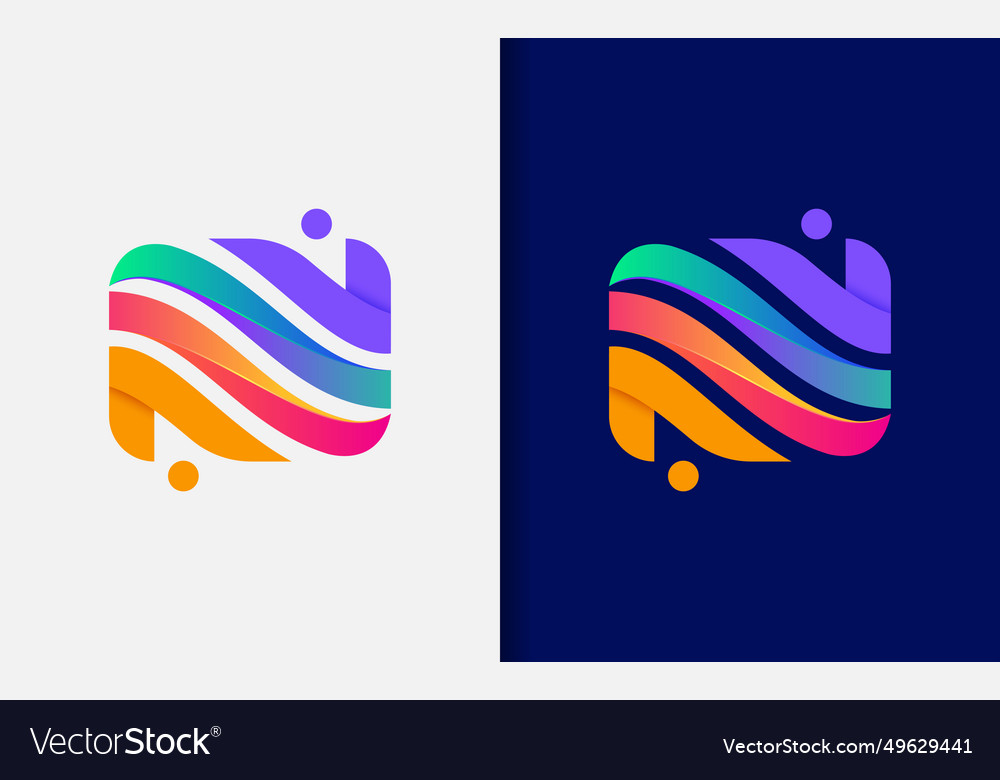 Abstract initial letter n with colorful vibes