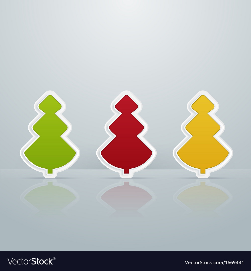Colored fir-trees object set of six