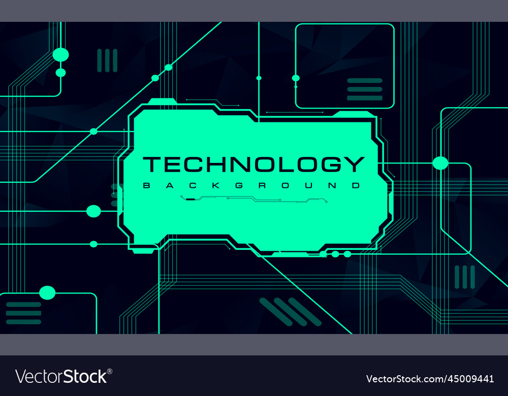 Digital technology banner blue green background