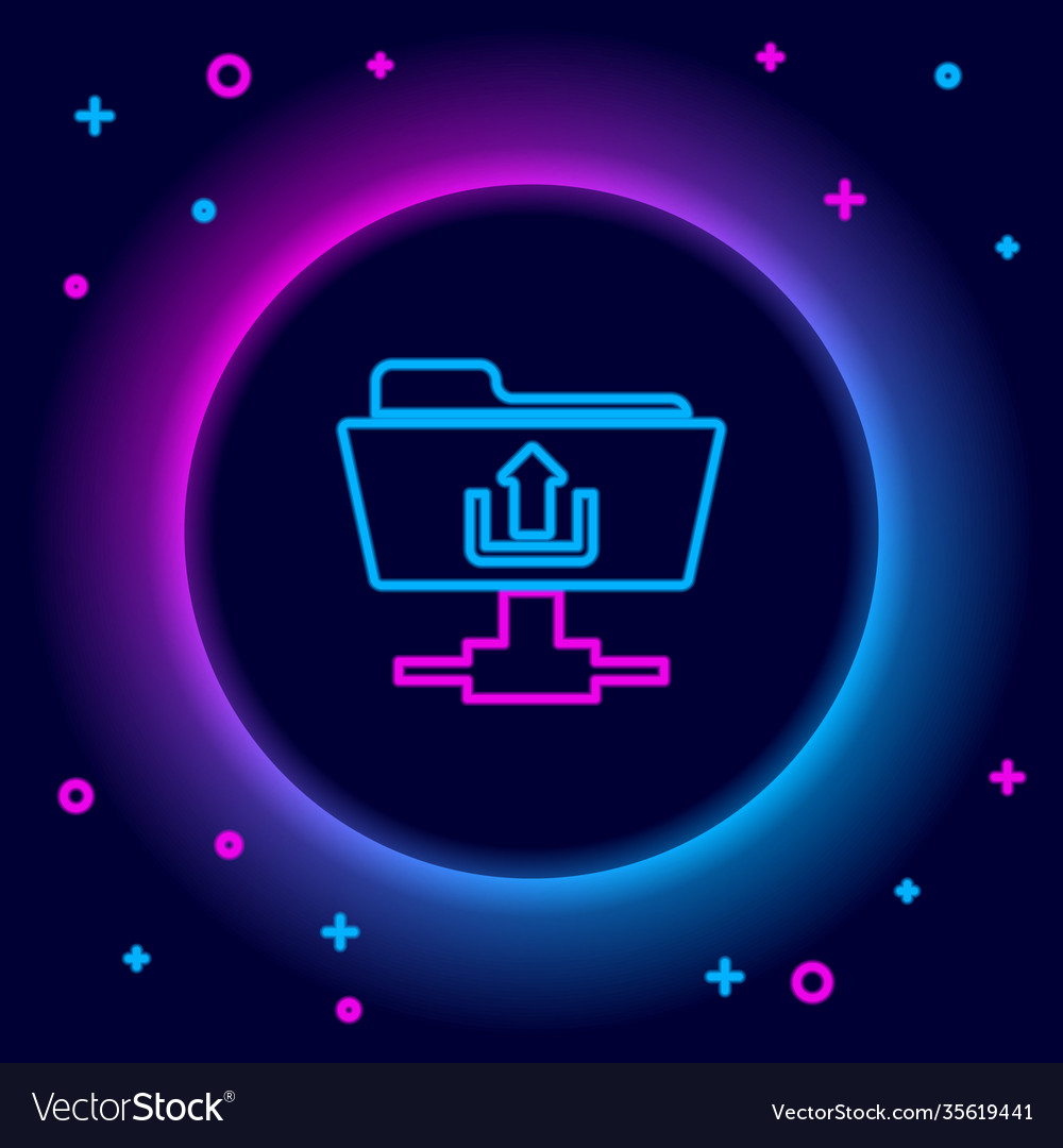 Glowing neon line ftp folder upload icon isolated Vector Image Glowing neon line ftp folder upload icon isolated