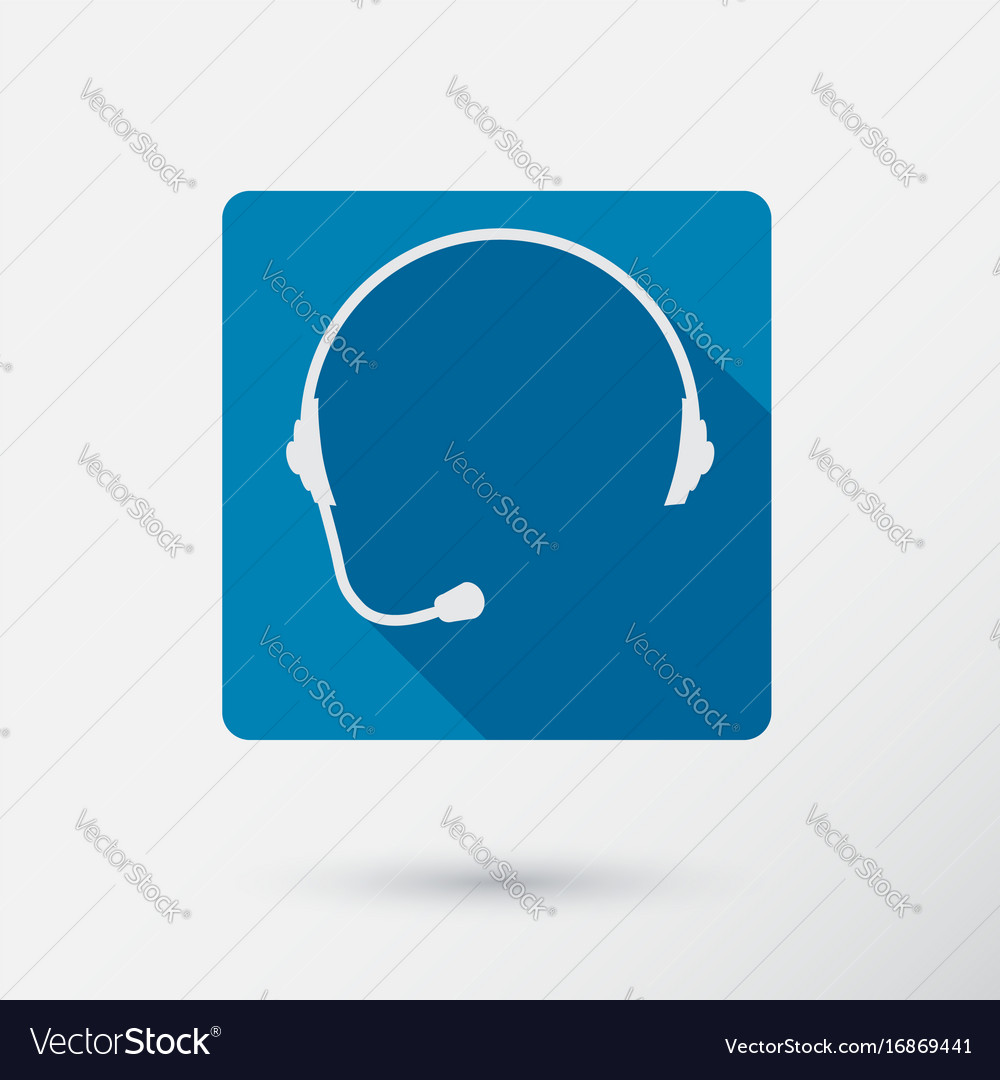 Headphone square icon of support with long shadow