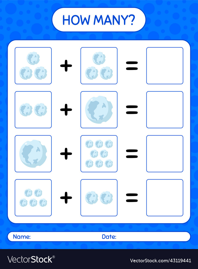 How many counting game with full moon worksheet Vector Image How many counting game with full moon worksheet