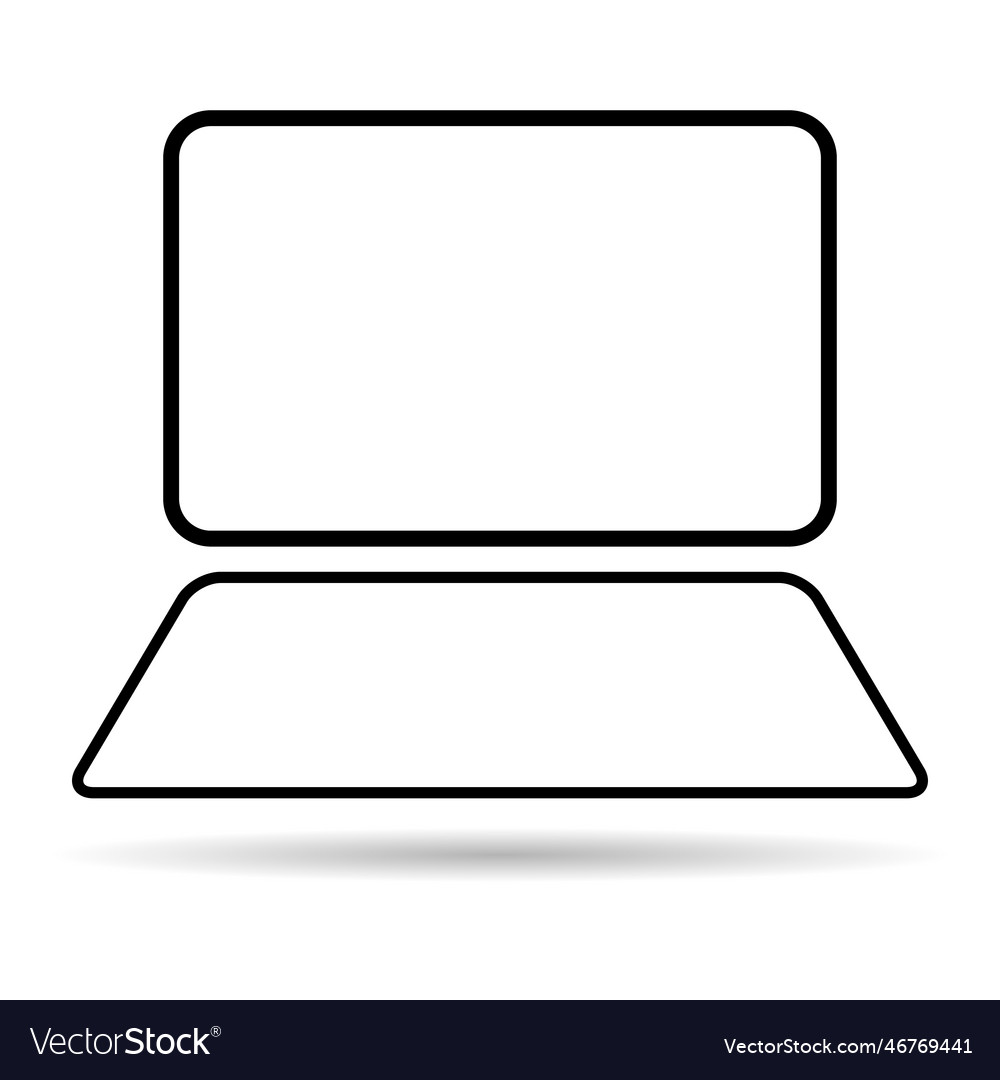 Laptop flat web icon shadow notebook computer