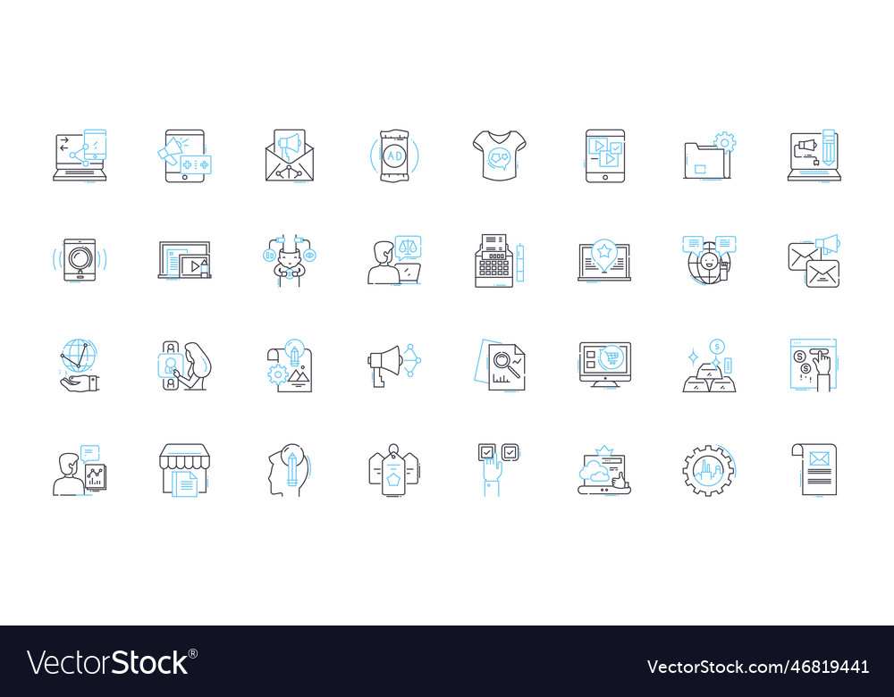 Launch pads linear icons set rocket ignition vector image Launch pads linear icons set rocket ignition