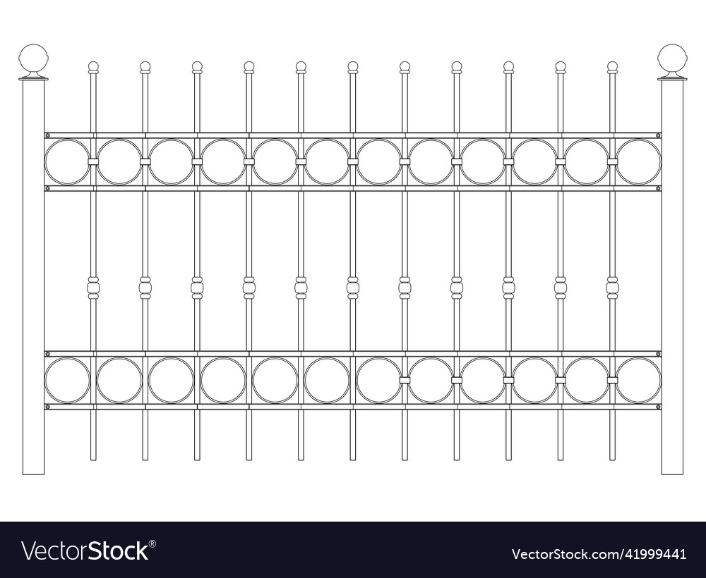 Outline of a detailed metal fence made black