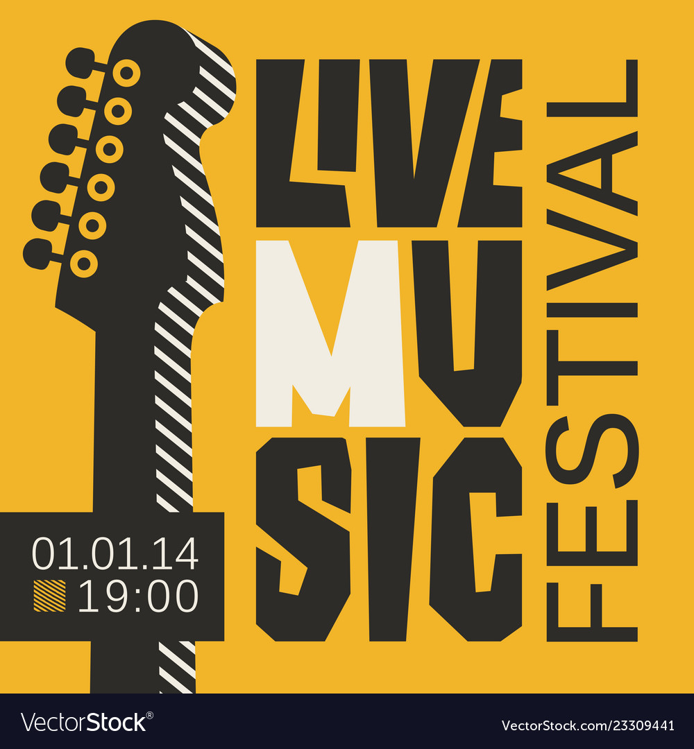 Poster for live music festival with guitar and mic