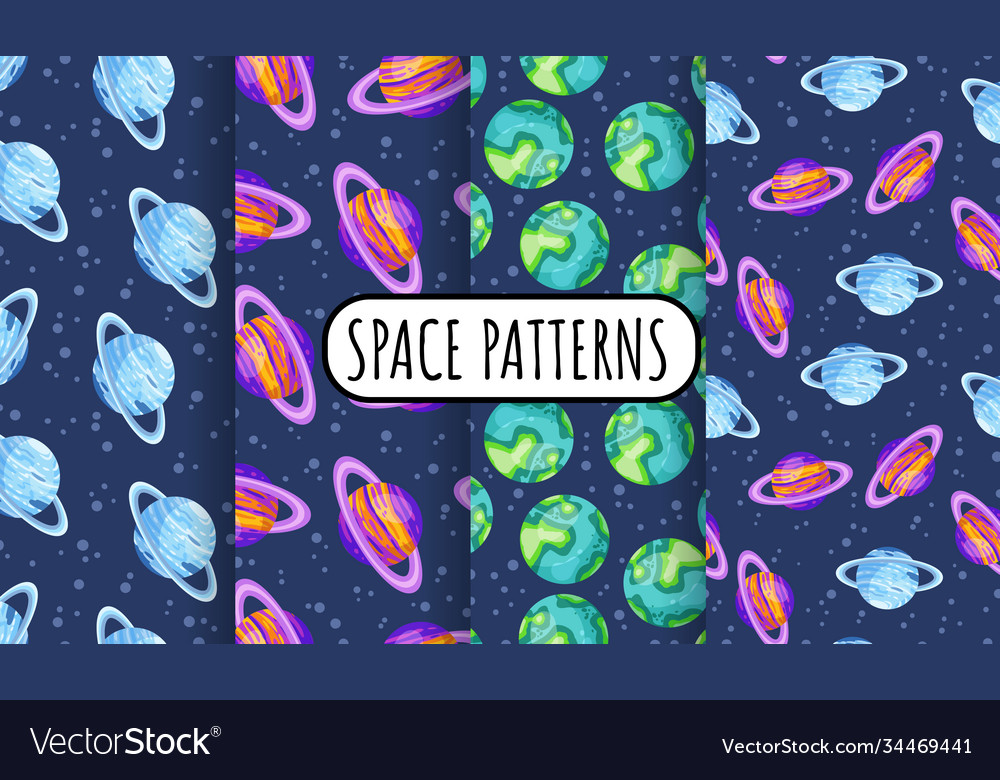 Set cosmos seamless space pattern background