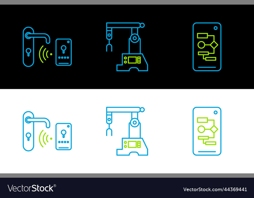 Set line algorithm digital door lock vector image Set line algorithm digital door lock