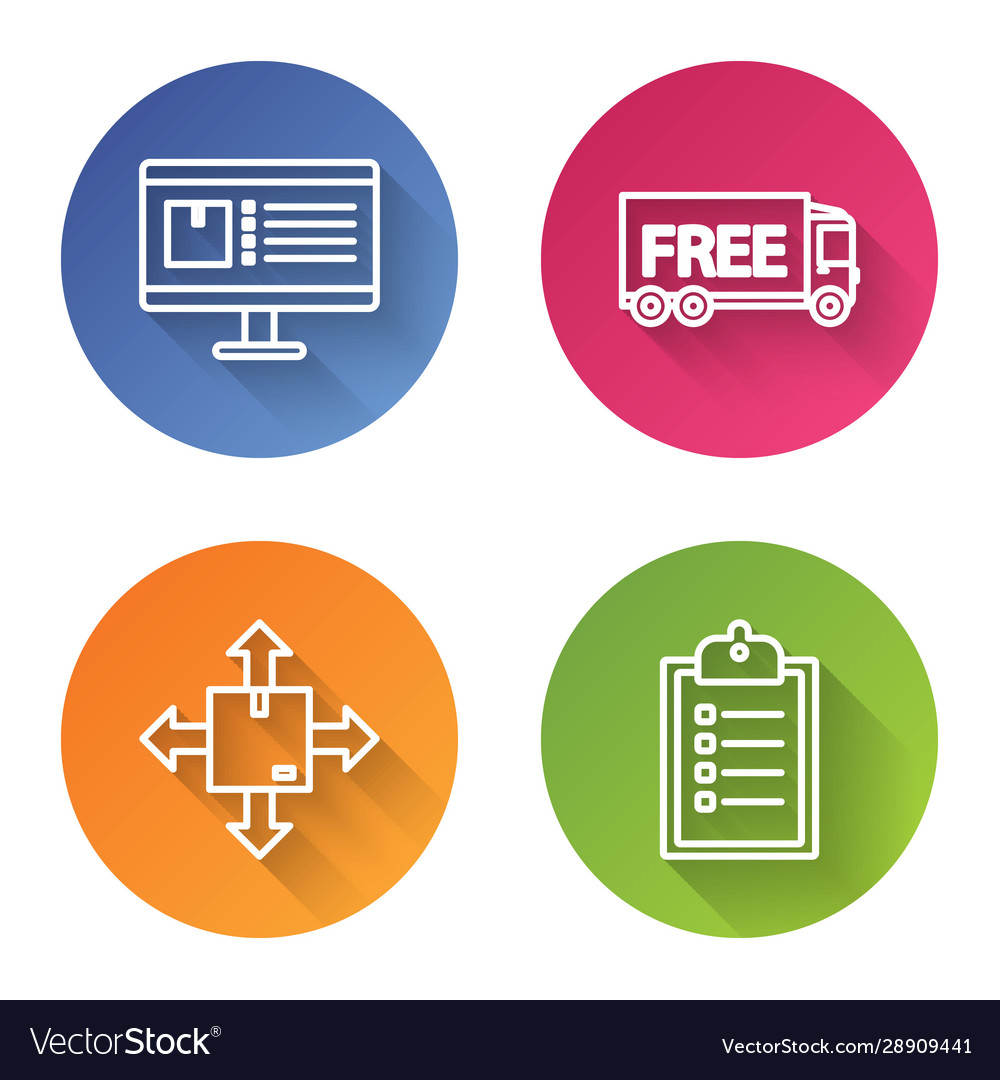 Set line computer monitor with app delivery vector image Set line computer monitor with app delivery
