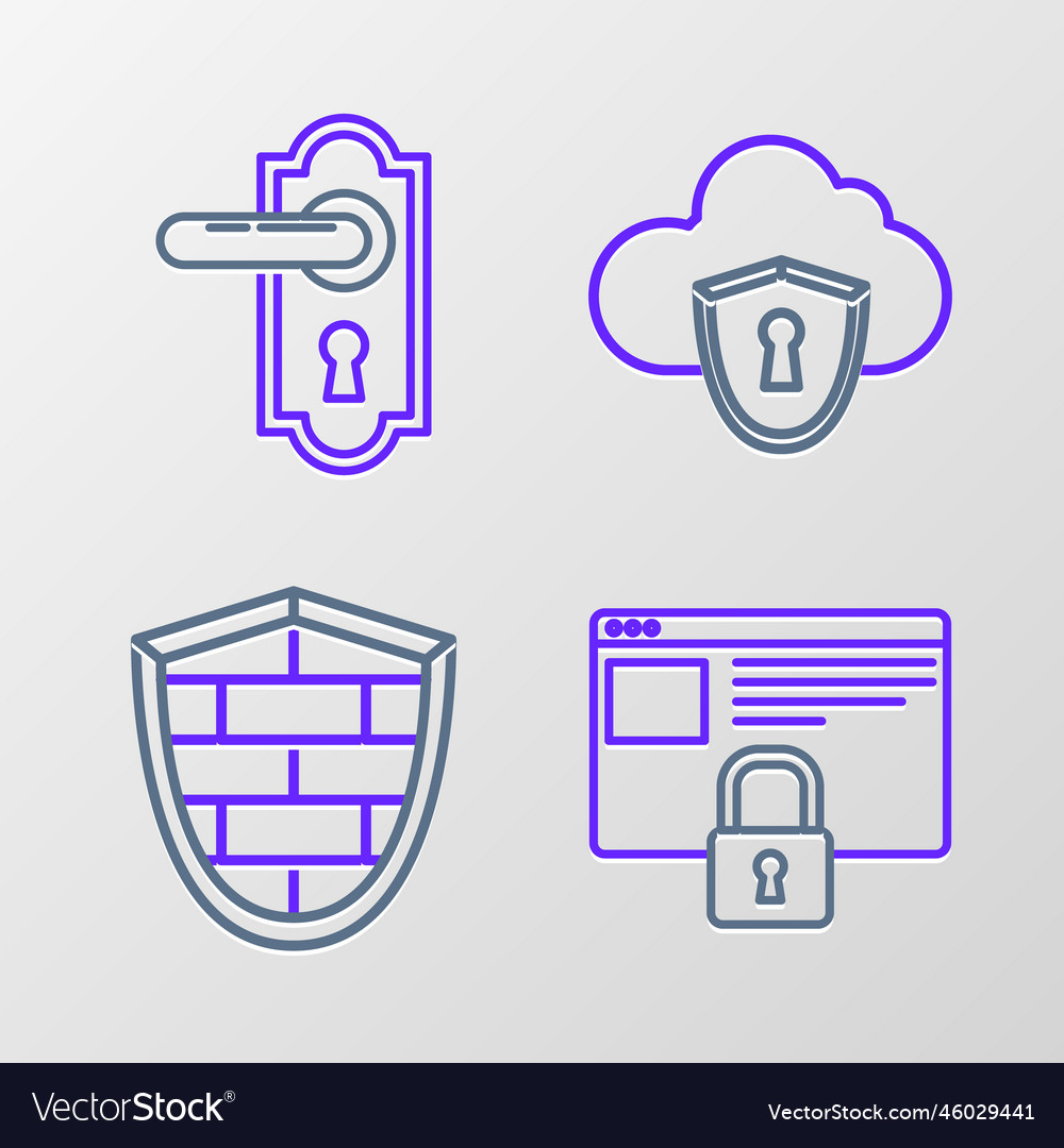 Set line secure your site with https ssl shield vector image Set line secure your site with https ssl shield
