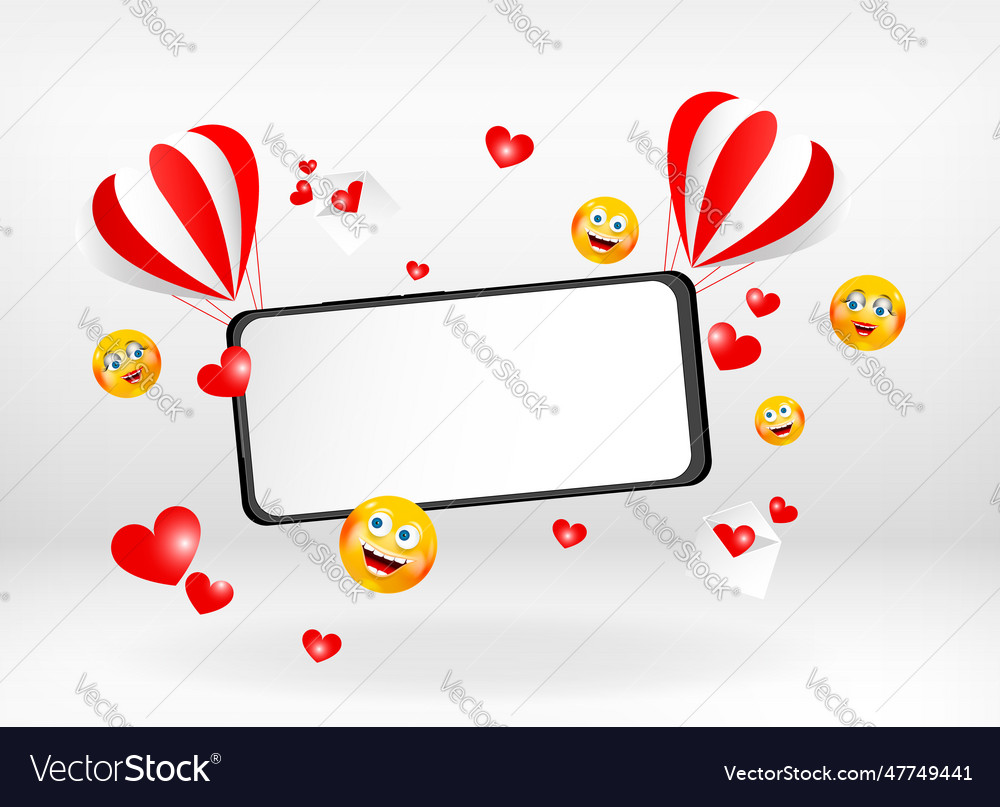 Two air balloons holding smart phone mockup