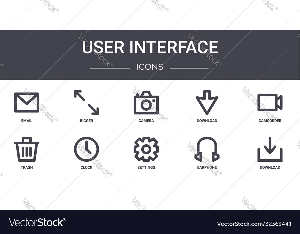 User interface concept line icons set contains vector image User interface concept line icons set contains