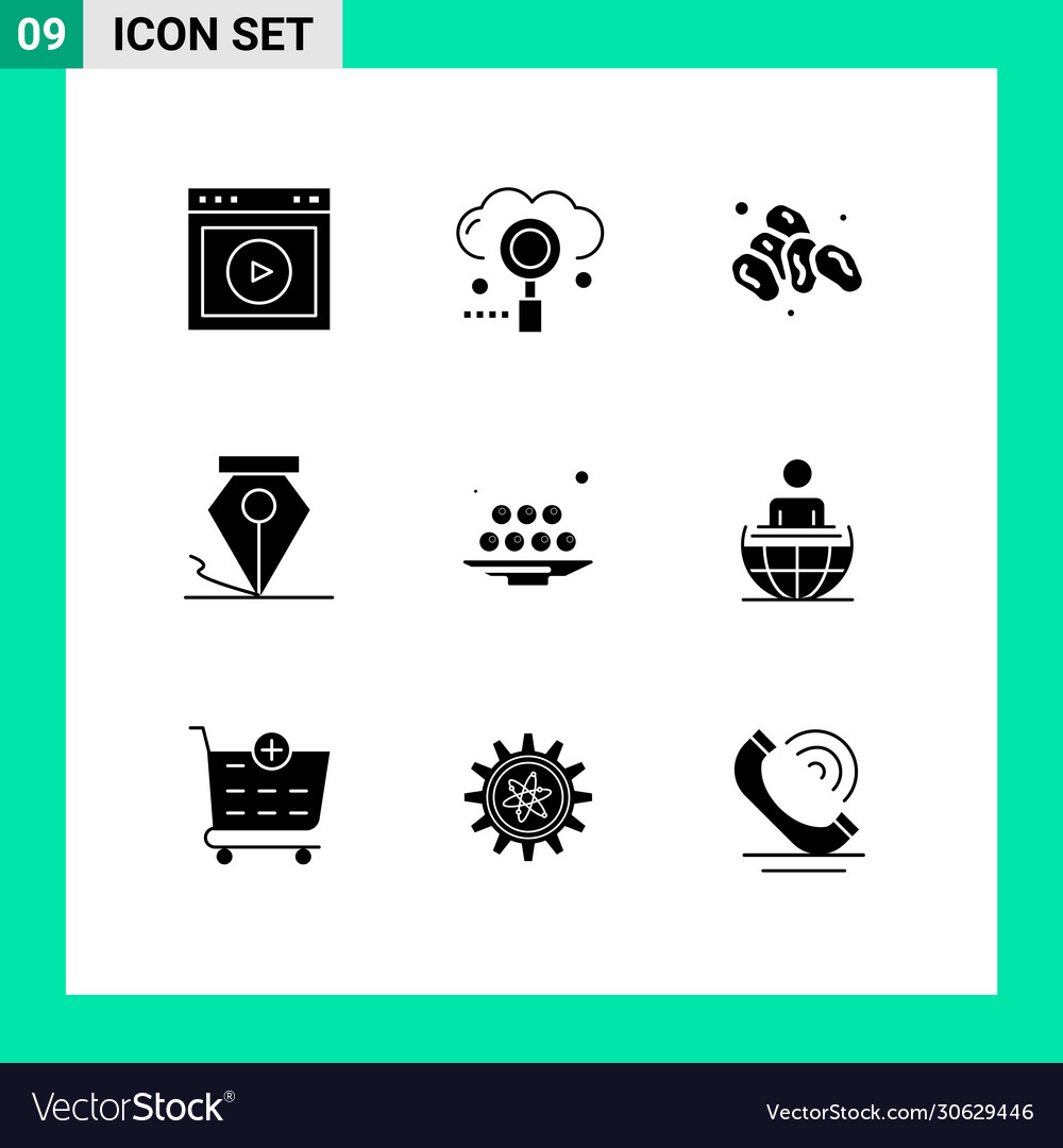 9 universal solid glyphs set for web and mobile