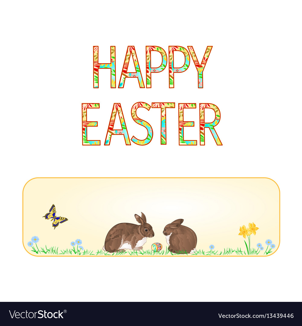 Banner happy easter rabbits and egg