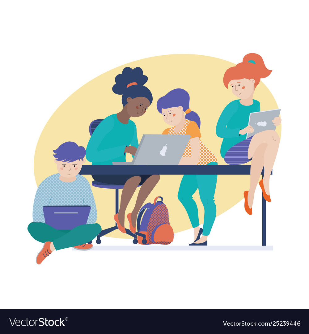 Children Learning Coding Together