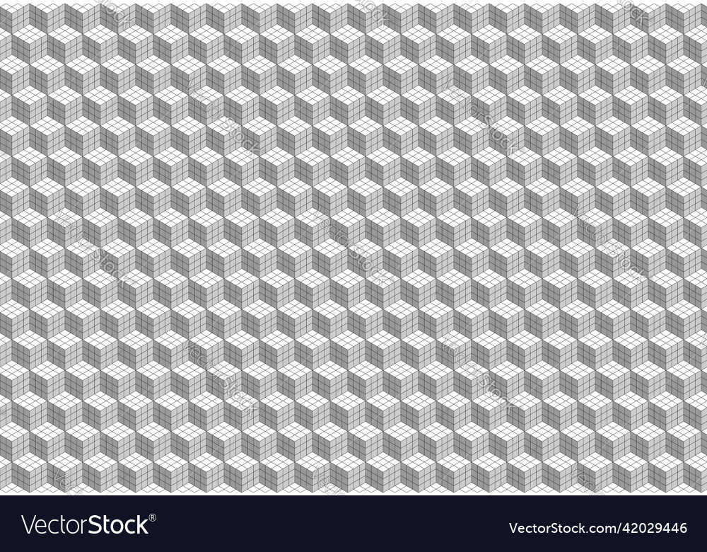 Cube seamless pattern simple line design in black