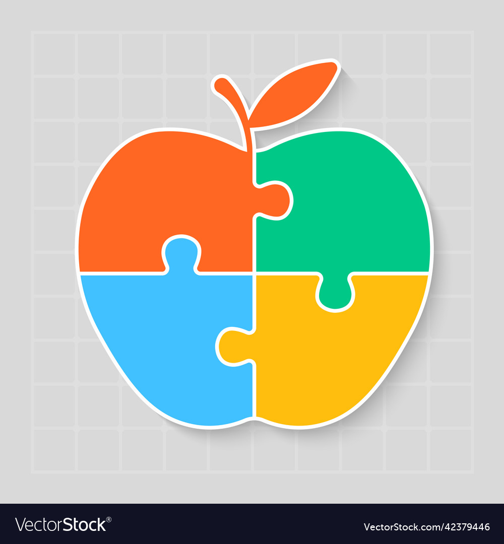 Vier Schritte Apple Puzzle Infografik