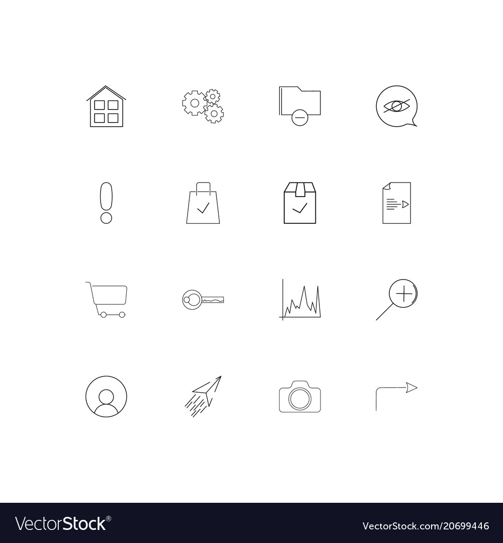Interface simple linear icons set outlined