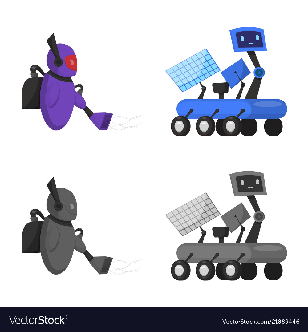 Isoliertes Objekt von Roboter und Werkssymbolsatz