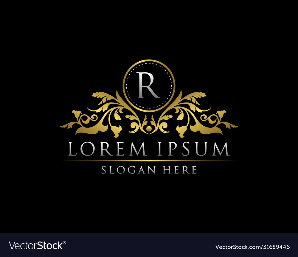 Luxury gold r letterlogo template