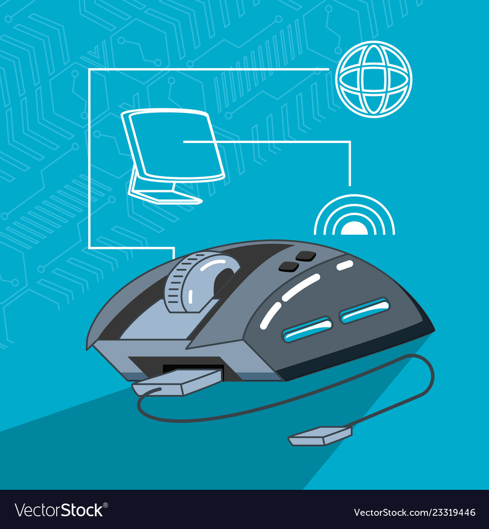 Maus Gerät Computer mit Set-Symbolen vector image Maus Gerät Computer mit Set-Symbolen