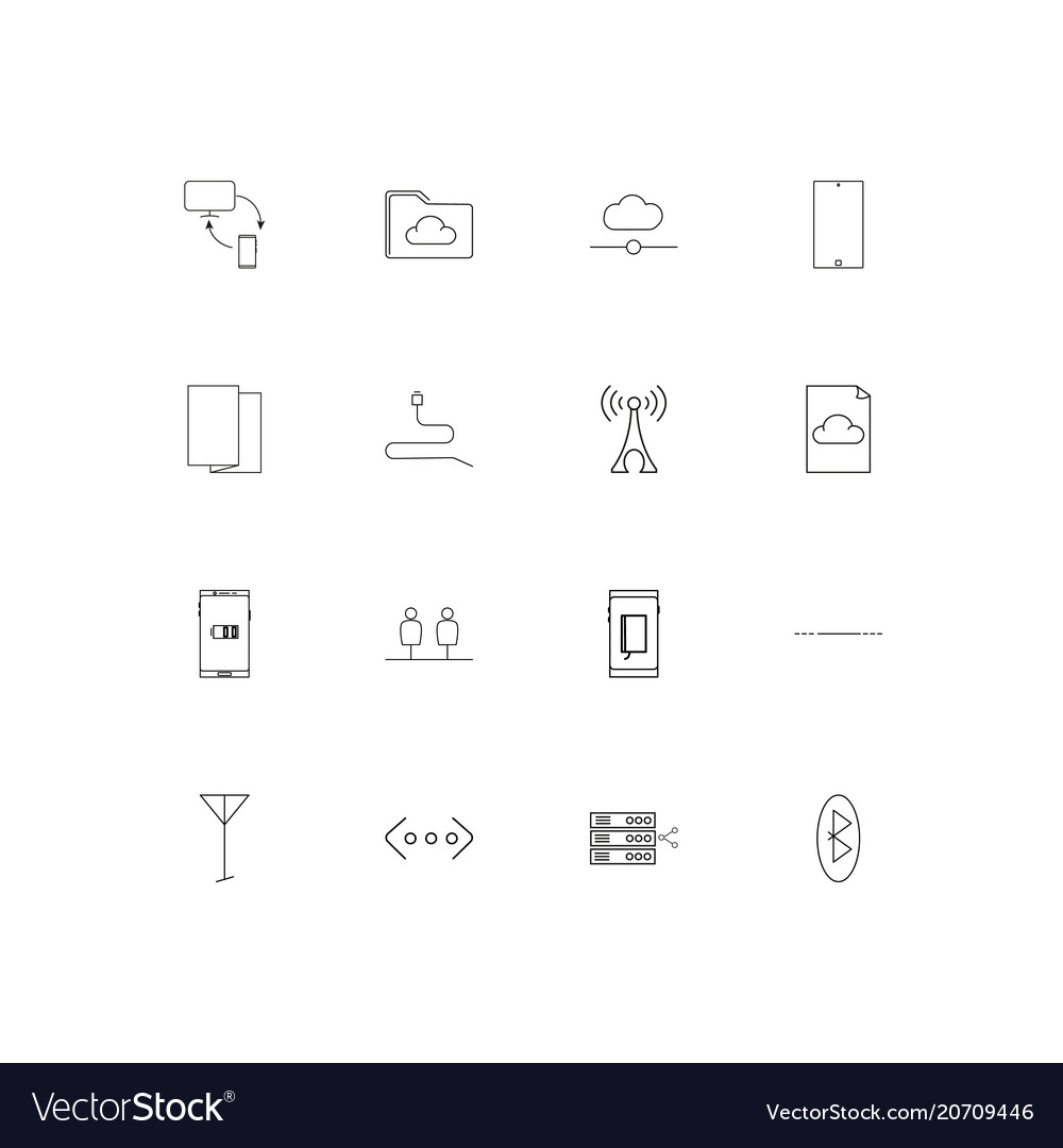 Netzwerk und Datenbank einfache lineare Icons Set