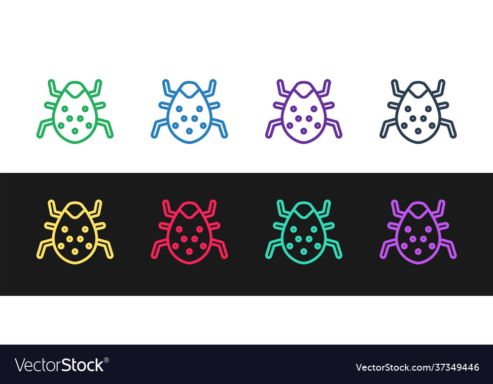 Set line system bug concept icon isolated on black vector image Set line system bug concept icon isolated on black