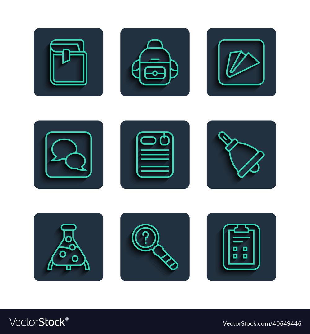 Set line test tube and flask unknown search exam vector image Set line test tube and flask unknown search exam