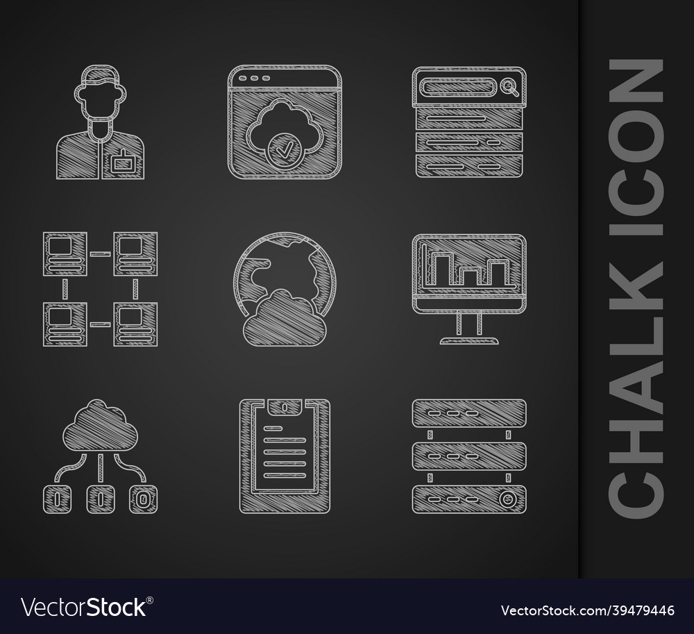 Set social network server data report web vector image Set social network server data report web