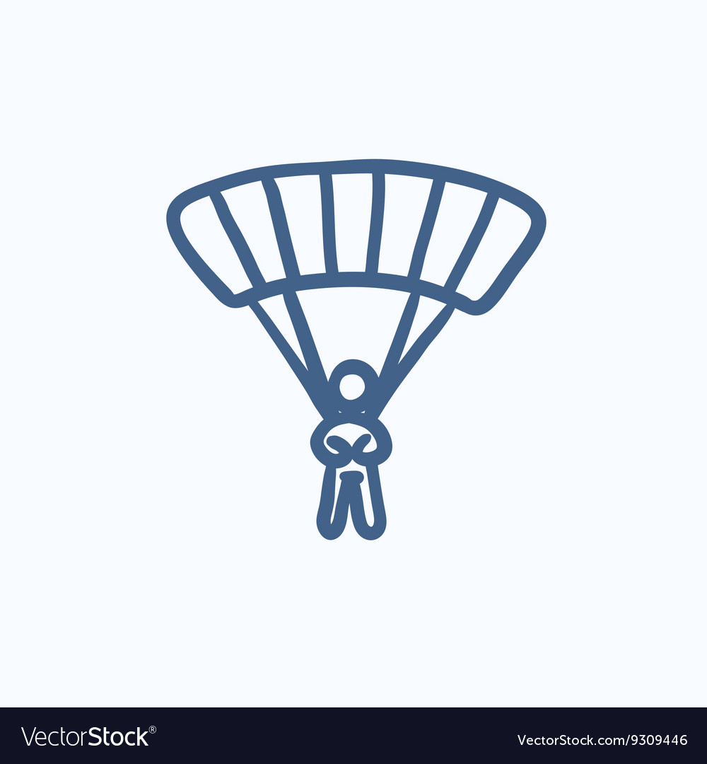 Skydiving sketch icon