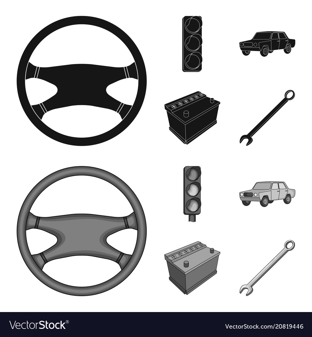Traffic Light Old Car Battery Wrench Set Vector Image