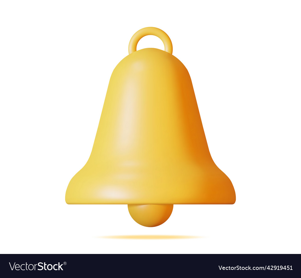 3d notification bell icon isolated Royalty Free Vector Image