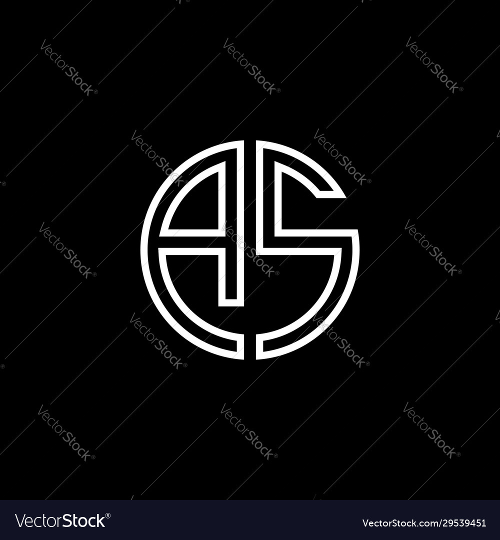 As monogram logo circle ribbon style outline Vector Image