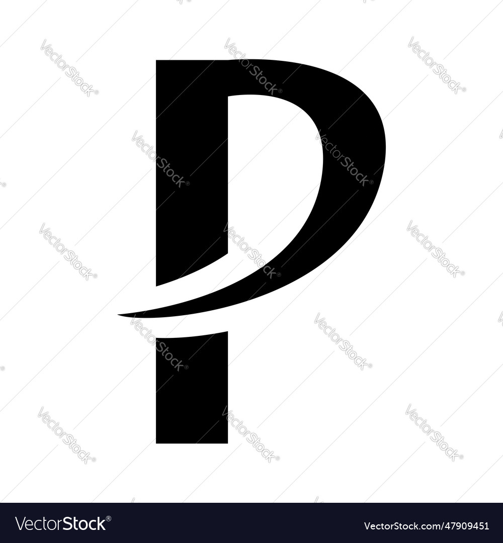 Black letter p icon with a pointy tip Royalty Free Vector