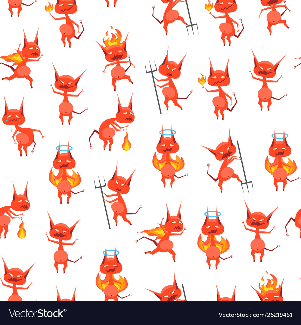 Cartoon characters devil seamless pattern Vector Image