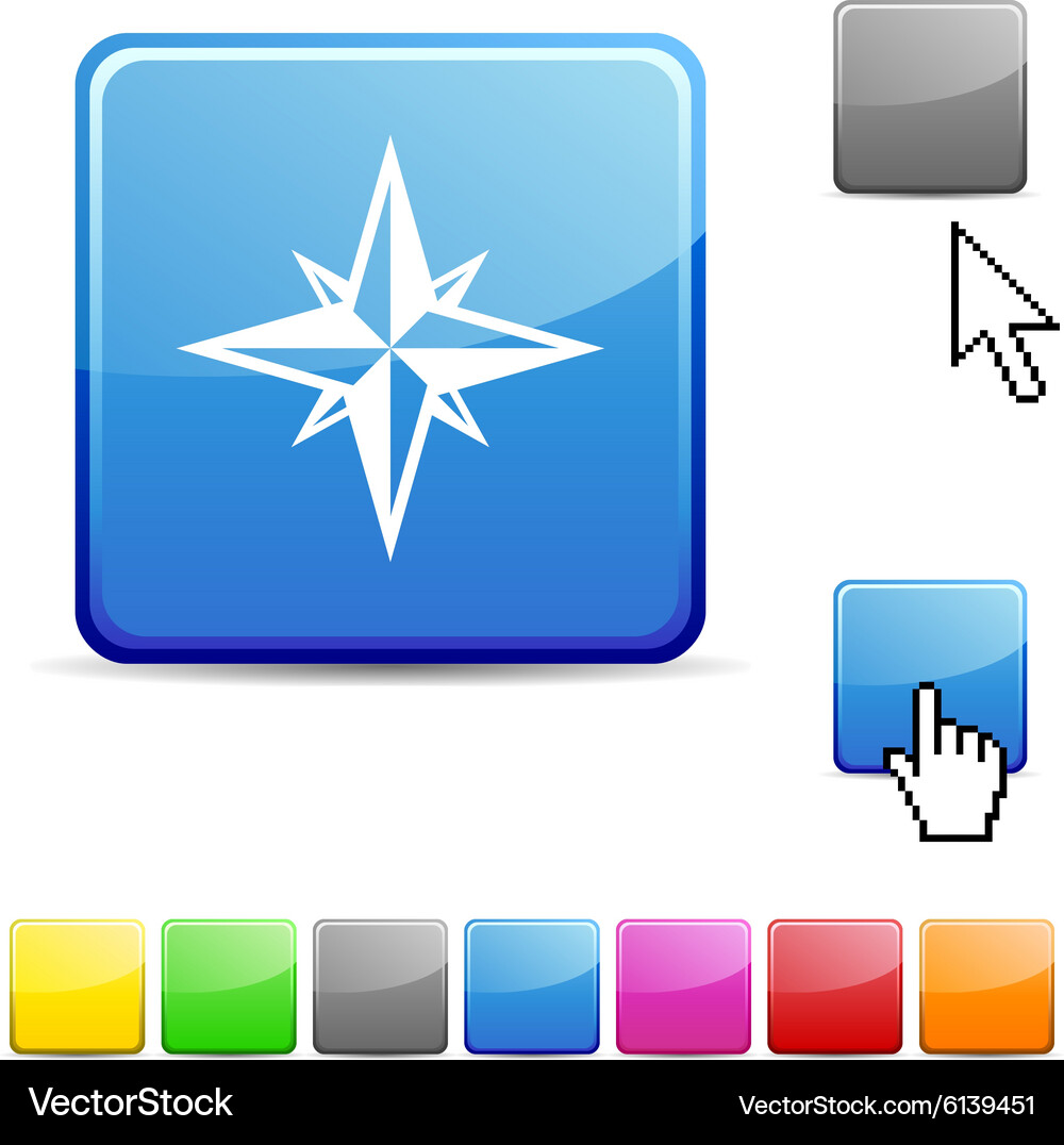 Compass glossy button Royalty Free Vector Image