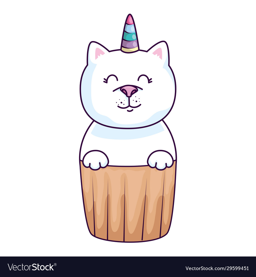 Cat unicorn icon cute funny fantasy animal Vector Image