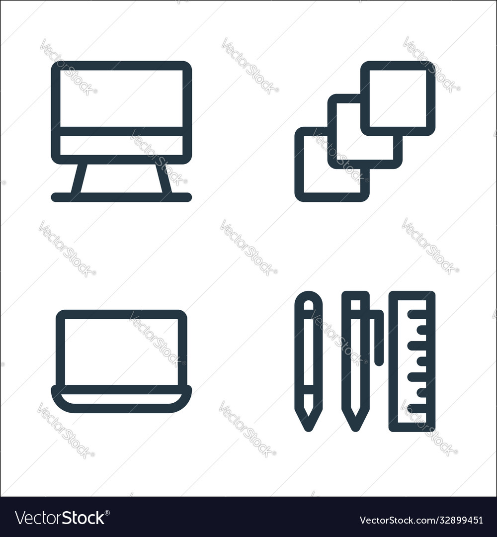 Graphic design line icons linear set quality vector image Graphic design line icons linear set quality