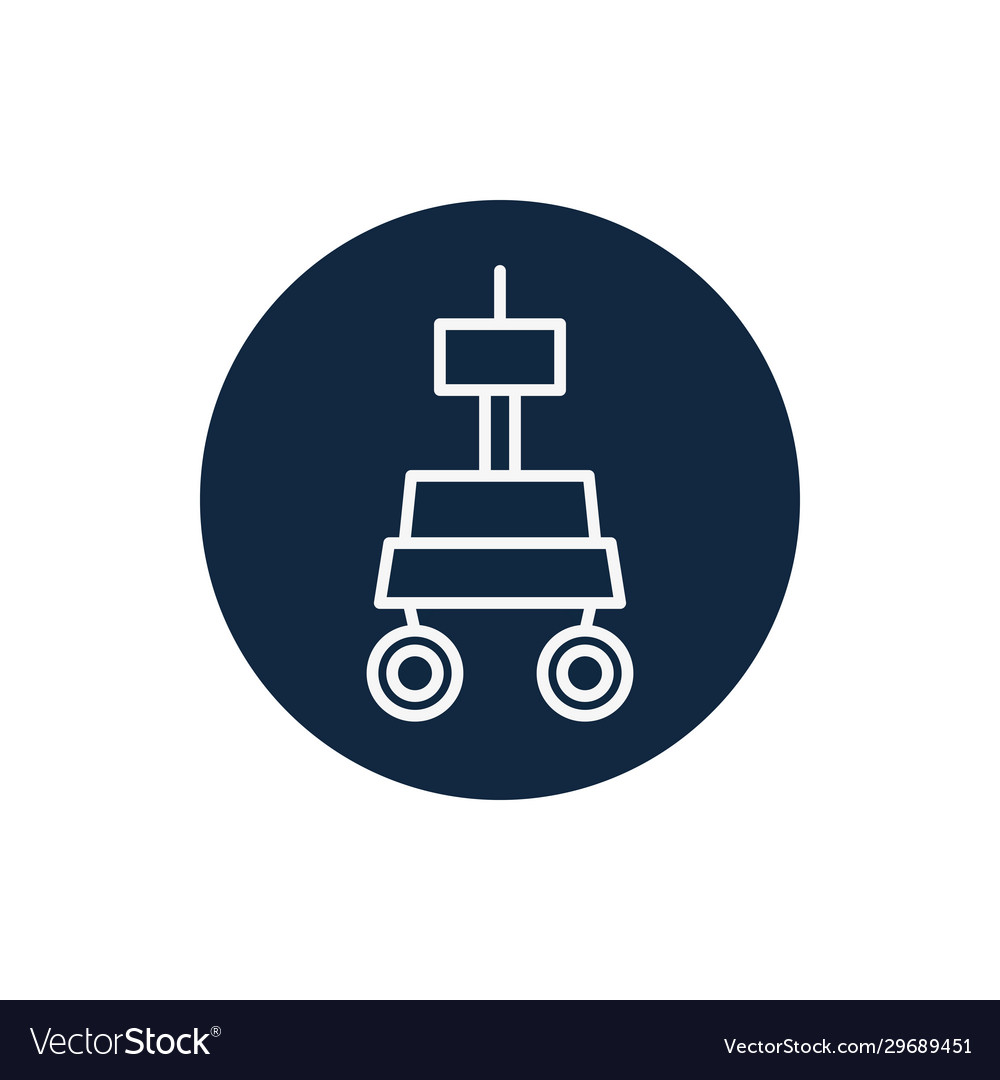 Isolated space robot line block style icon vector image Isolated space robot line block style icon