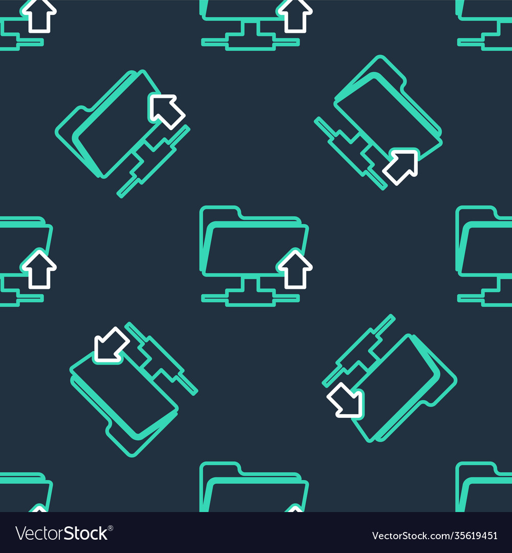 Line ftp folder upload icon isolated seamless vector image Line ftp folder upload icon isolated seamless