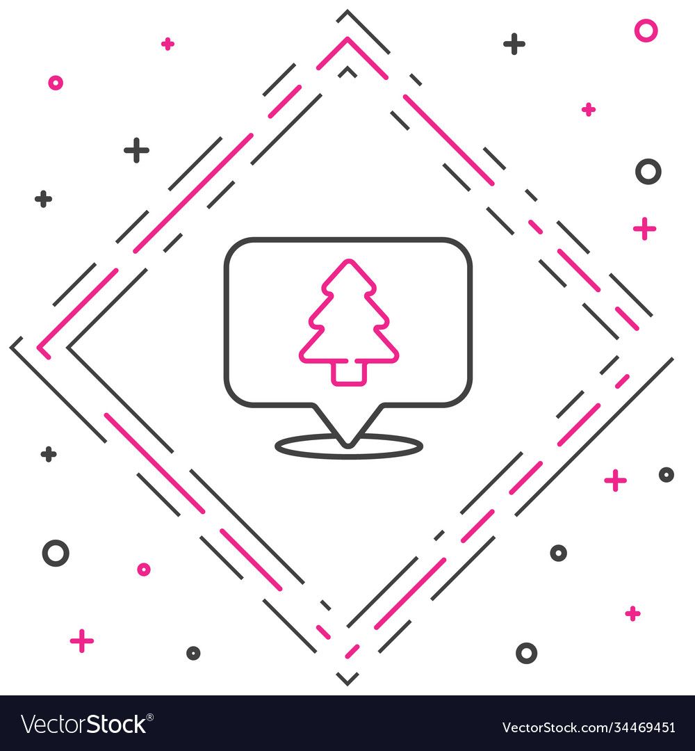 Line location forest on a map icon isolated