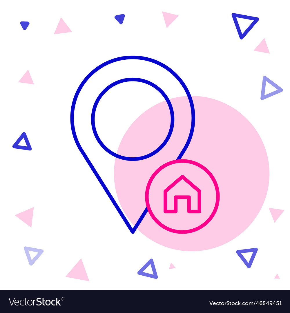 Line map pointer with house icon isolated on white vector image Line map pointer with house icon isolated on white